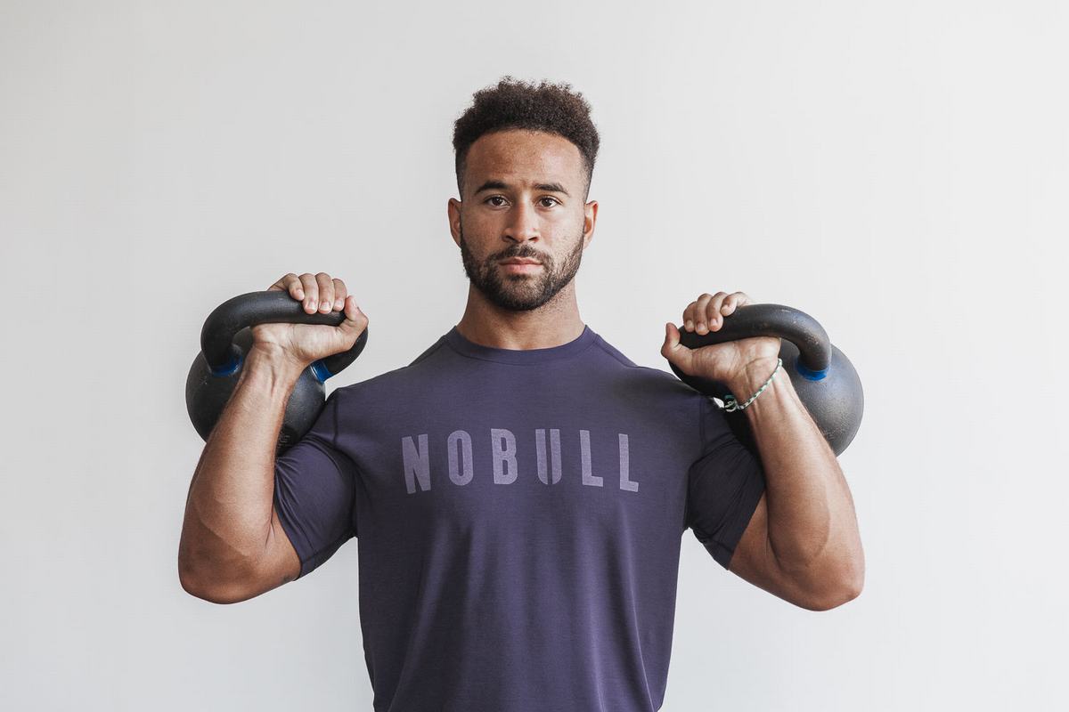 Nobull Men's T Shirts Dark Purple | Australia (YQ6091)